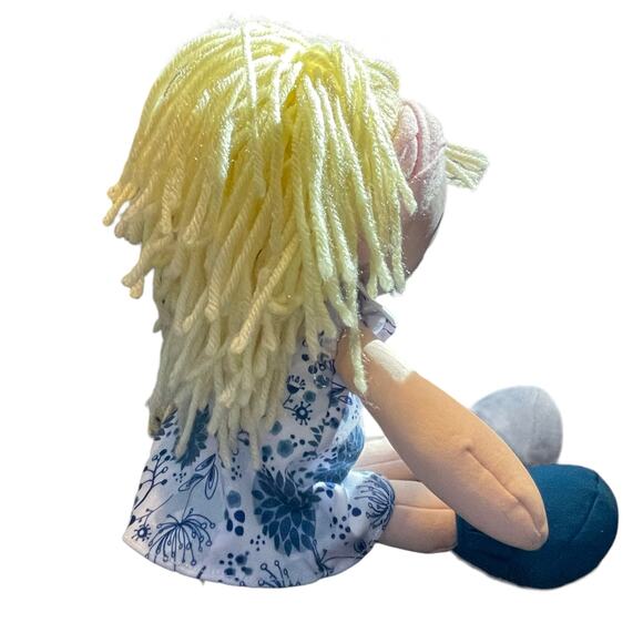 Baby Gund Doll Plush Floral Dress Embroidered Nursery Decor Shower Gift Blue 13" - Picture 5 of 12